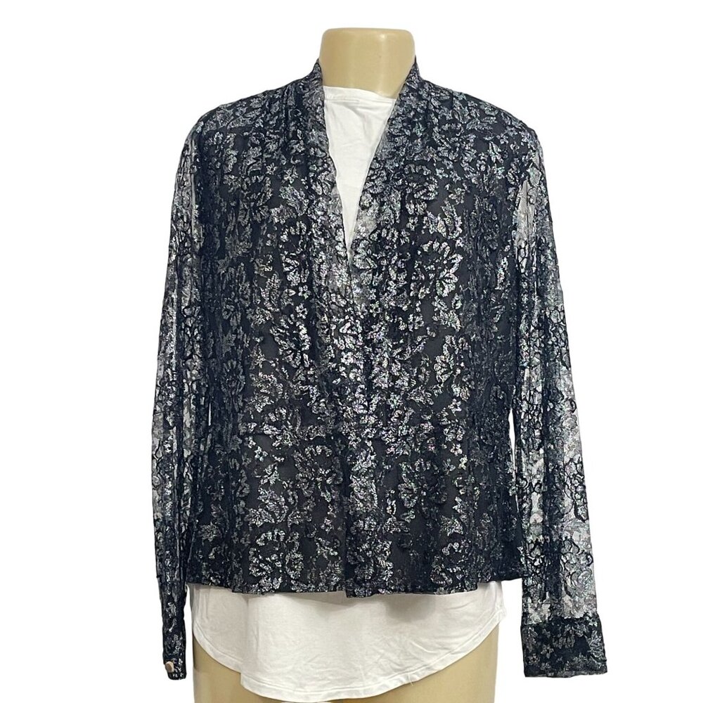 Jones New York Cardigan Girly Glam Black  Women's Sweater Sz 10